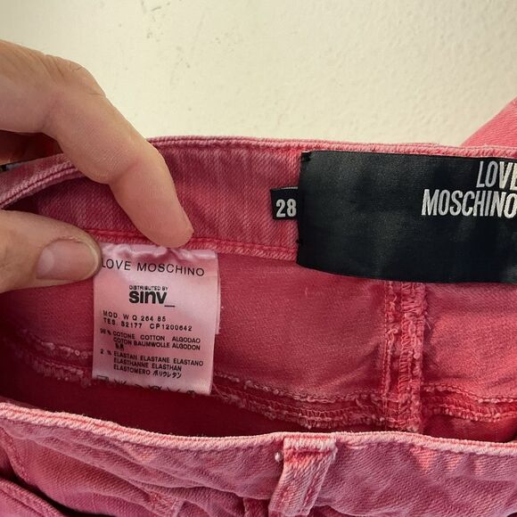 Love Moschino Pants Womens 28 Pink distressed casual day Stretch Denim Jeans - Picture 11 of 15